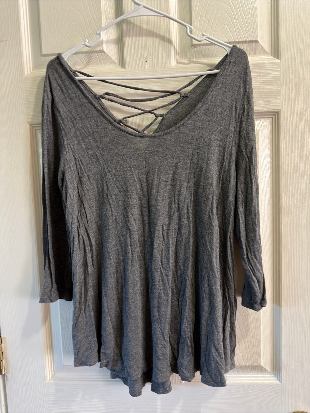 Women's Gray Crisscross Back Top